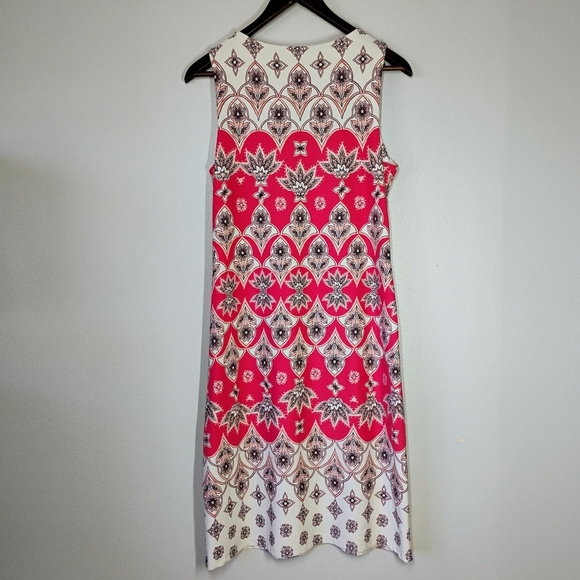 Charter Club Floral Bohemian Sleeveless Midi Dress Coral Pink Spring Size Medium - Picture 4 of 12